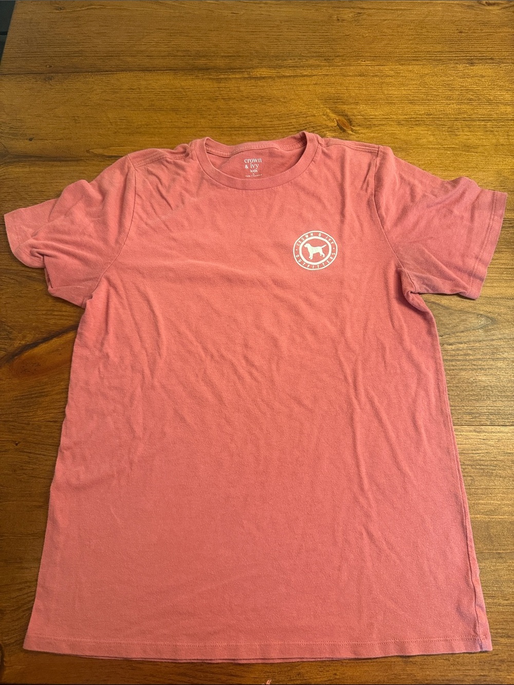 crown & ivy rose pink Short-Sleeve Tee with White Chest Logo